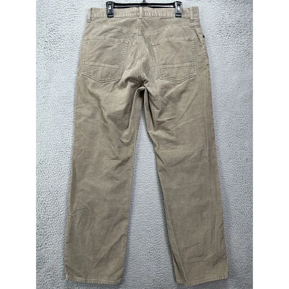 J Crew Pants Men 34X32 Tan Corduroy Straight Leg Flat Front 5 Pocket 100% Cotton